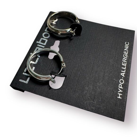 Liz Claiborne Earrings Silver‎ Toned Metal 1.25" diameter BNWT - Picture 2 of 3